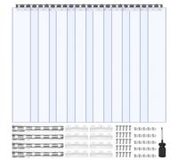 VEVOR Cortina de Tiras Transparente 122 x 213,4 cm, Cortina de Puerta de PVC con 8 Tiras de Plástico Espesor de 2 mm, para Puerta de Congelador, Almacén, Refrigerador de Supermercado, Garajes