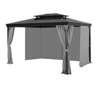 VEVOR Cortinas para Cenador para Exteriores 283 x 340 x 203,5 cm, Cortinas de Privacidad para Cenador de 4 paneles Laterales con Cremalleras, Cortinas Parasol Universales Reemplazo, Gris