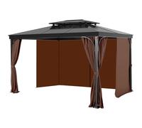 VEVOR Cortinas para Cenador para Exteriores Cortina de Cenador con Privacidad 344 x 344 x 213 cm de Poliéster 4 Paneles Laterales con Cremallera Repuesto Universal para Toldo de Patio, Color Café