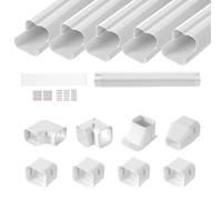 VEVOR Cubierta de Línea Dividida Ancho de 75 mm Largo de 3110 mm Cubierta Decorativa de PVC para Conductos de Aire Acondicionado con 5 Conductos Rectos Pintable para Bombas de Calor, Color de Blanco