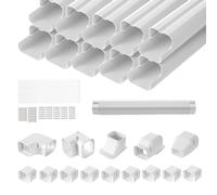 VEVOR Cubierta de Línea Dividida Ancho de 75 mm Largo de 5400 mm Cubierta Decorativa de PVC para Conductos de Aire Acondicionado con 10 Conductos Rectos Pintable para Bombas de Calor, Color de Blanco