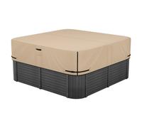 VEVOR Cubierta para Bañera de Exterior 2285 x 2285 x 508 mm Cubierta de Bañera Cuadrada Resistente a la Intemperie Funda para Piscinas de Tejido Oxford 600D Resistencia al Desgarro de 950 N, Marrón