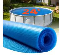 VEVOR Cubierta Solar Redonda para Piscina, 7,32 m de Diámetro, con Burbujas y Material PE, Absorción de Calor Durante el Día, Retención de Calor Durante la Noche, grosor de 0,4 mm, Color Azul