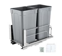 VEVOR Cubo de Basura Extraíble de 2 x 24,85 L, Doble, para Cocina, con Montaje Bajo Encimera, Resistente, con Puerta Corrediza y Cierre Suave, para Armario de Cocina, Fregadero y Encimera, Gris
