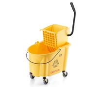 VEVOR Cubo para Trapeador con Escurridor 33L Cubo de fregona con Escurridor de Presión Lateral Cubo de Fregona de Presión Lateral y Escurridor Combinado con Ruedas para Limpieza de Pisos, Amarillo