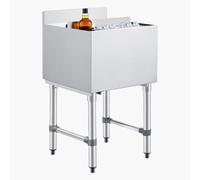 VEVOR Cubo de hielo comercial, 19 pulgadas de acero inoxidable con tapa deslizante y soportes para botellas, unidad de cóctel para bar, restaurante, pub, certificado NSF