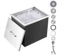 VEVOR Cubo de Hielo de Acero Inoxidable, Cubo de Hielo Comercial con Tapa con bisagras, Barra de Hielo de Cocina al Aire Libre, para Vino frío y Cerveza