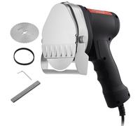 VEVOR Cuchillo Eléctrico Kebab 80W, Cortadora de Carne Shawarma Turca Kebab Comercial de Acero Inoxidable con 2 Cuchillas Diámetro 100 mm, Espesor Ajustable 0-8 mm, para Restaurante, Snack-Bar