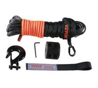 VEVOR Cuerda de Cabrestante 6,4 mm x 15,2 m Cable Sintético Resistencia a la Rotura 44,5 kN con Funda Protectora, Gancho de Cabrestante Forjado, Correa de Tracción para ATV, UTV, Vehículo, Camioneta