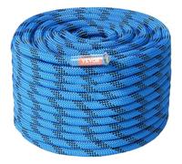 VEVOR Cuerda de Escalada Dinámica 12,7 mm 38 m Cuerda de Seguridad Exterior 32 kN Tensión de Rotura Fibra con Mosquetones de Acero para Escape, Rappel, Rescate contra Incendios, Azul