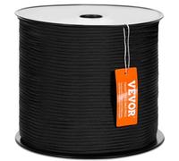 VEVOR Cuerda de Nailon Trenzado Negro, 5 mm x 304,8 m, 32 hebras, 3,20 kN de Resistencia a la Rotura Cuerda de Escalada al Aire Libre para Senderismo en Roca, Camping, Columpio, Rescate en Rápel