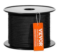 VEVOR Cuerda de Nailon Trenzado Negro, 5 mm x 76,2 m, 32 hebras, 3,20 kN de Resistencia a la Rotura Cuerda de Escalada al Aire Libre para Senderismo en Roca, Camping, Columpio, Rescate en Rápel