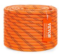 VEVOR Cuerda de Poliéster Trenzado doble Naranja y Negro, 9,5mm x 36,57 m, 48 hebras, 17,79 kN de Resistencia a la Rotura Cuerda de Escalada al Aire Libre para Senderismo en Roca, Camping, Columpio