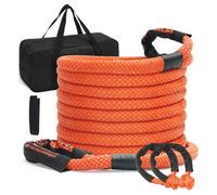 VEVOR Cuerda de Remolque de 22 mm x 9 m, 13871 kg, Correa de montaña Todoterreno de Alto Rendimiento con 2 grilletes Suaves (20.000 kg) Extremadamente Resistente al 30% de Elasticidad para Jeep Auto