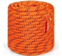 VEVOR Cuerda de Poliéster Trenzado Doble Naranja y Negro, 19 mm x 67,06 m, 24 hebras, 88,96 kN de Resistencia a la Rotura Cuerda de Escalada al Aire Libre para Senderismo en Roca, Camping, Columpio