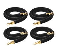 VEVOR Cuerdas de Terciopelo Negras para Postes 4 Piezas Longitud de 1,5 m, Cuerda de Barrera con Ganchos Dorados para Control de Multitudes, Barrera Separadora para Eventos, Cines, Hoteles, Fiestas