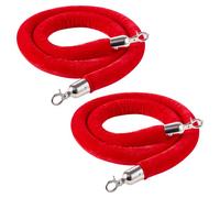 VEVOR Cuerdas de Terciopelo Rojas para Postes 2 Piezas Longitud de 1,5 m, Cuerda de Barrera con Ganchos Plateados para Control de Multitudes, Barrera Separadora para Eventos, Cines, Hoteles, Fiestas