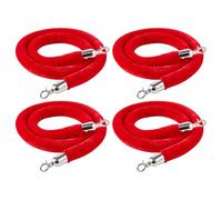 VEVOR Cuerdas de Terciopelo Rojas para Postes 4 Piezas Longitud de 1,5 m, Cuerda de Barrera con Ganchos Plateados para Control de Multitudes, Barrera Separadora para Eventos, Cines, Hoteles, Fiestas