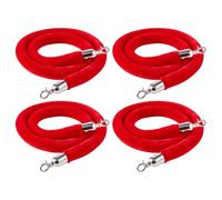 VEVOR Cuerdas de Terciopelo Rojas para Postes 4 Piezas Longitud de 1,5 m, Cuerda de Barrera con Ganchos Plateados para Control de Multitudes, Barrera Separadora para Eventos, Cines, Hoteles, Fiestas