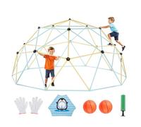 VEVOR Cúpula de Escalada 305 cm Juego de Cúpula Geométrica con 2 Pelotas, 1 Red, 1 Bomba de Aire Capacidad de Carga de 453 kg Juego de Domo de Escalada para Jardín, Parque, Exterior, Azul y Amarillo