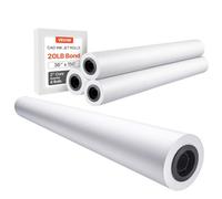 VEVOR de Formato 80 g/㎡ Ancho de 914,4 mm Longitud de 45,7 m 4 Rollos de Bond CAD con Núcleo de 50,8 mm Rollos de Bond para Trazador para Dibujos CAD, Planos de Ingeniería, Blanco