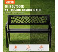 VEVOR de Jardín Metálico 1163 mm, de Parque con Respaldo y Reposabrazos, Capacidad para 3 , Vintage para Jardín, Parque, Patio y Porche