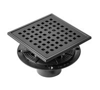 VEVOR Desagüe de Suelo 152,5x152,5 mm Desagüe de Ducha Italiano con Rejilla Cuadrada de Acero Inoxidable 304 Cepillado 48 L/min Desagüe de Suelo con Filtro de Desechos de Cabello, Negro Mate