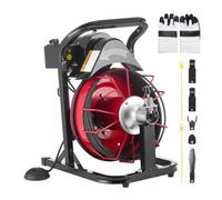 VEVOR Desatascador de Desagües Eléctrico 15m x 8mm Máquina de Limpieza de Tuberías con Alimentación Automática Interruptor de Pedal Neumático Limpiador de Tubos de Drenaje para Tuberías de 5-10 cm