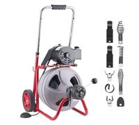 VEVOR Desatascador de Desagües Eléctrico 22 m x 9,5 mm, Máquina de Limpieza de Tuberías con Alimentación Automática, Tambor de Plástico, Limpiador de Tubos de Drenaje para Tuberías de 5-10 cm