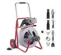 VEVOR Desatascador de Desagües Eléctrico 30 m x 13 mm, Máquina de Limpieza de Tuberías con Alimentación Automática, Tambor de Plástico, Limpiador de Tubos de Drenaje para Tuberías de 5-10 cm