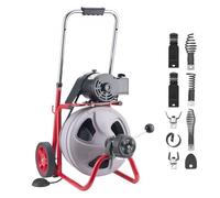 VEVOR Desatascador de Desagües Eléctrico 30 m x 9,5 mm, Máquina de Limpieza de Tuberías con Alimentación Automática, Tambor de Plástico, Limpiador de Tubos de Drenaje para Tuberías de 5 - 10 cm