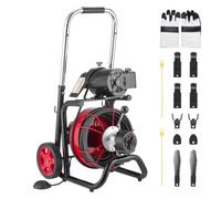 VEVOR Desatascador de Desagües Eléctrico 30m x 13mm Máquina de Limpieza de Tuberías con Alimentación Automática Interruptor de Pedal Neumático Limpiador de Tubos de Drenaje para Tuberías de 5-10 cm