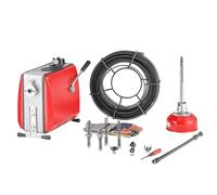 VEVOR Desatascador de Tuberías Eléctrico 500 W 1400 RPM con Cable de Resorte de 20 m x 16 mm, 0,4 m x 16 mm, 5 m x 9,5 mm y 8 Cabezales de Limpieza, Apto para Tuberías de 50 a 110 mm de Diámetro