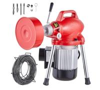 VEVOR Desbloqueador de Tuberías 250 W Máquina de Limpieza de Tubos 20m x 16mm Limpiador Manual de Tubos 7 Cortadores 2 Cables de Acero 20m x 16mm/4,6m x 9,5mm Control CW/CCW para Tuberías de 4-10 cm