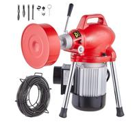 VEVOR Desbloqueador de Tuberías 250 W Máquina de Limpieza de Tubos 20m x 16mm Limpiador Manual de Tubos 7 Cortadores 2 Cables de Acero 20m x 16mm/4,6m x 9,5mm Control CW/CCW para Tuberías de 4-10 cm