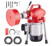 VEVOR Desbloqueador de Tuberías 370 W Máquina de Limpieza de Tubos 36,5m x 16mm Limpiador Manual de Tubos 7 Cortadores 2 Cables de Acero 36,5m x 16mm/7m x 9,5mm Control CW/CCW para Tuberías de 4-10 cm