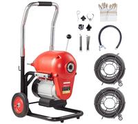 VEVOR Desbloqueador de Tuberías Eléctrico 1100 W Máquina de Limpieza de Tuberías 36,6 m x 3 cm Limpiador Manual de Tubos de Drenaje con 6 Cortadores, Control CW/CCW para Tuberías de 10-20,3 cm
