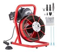 VEVOR Desbloqueador de Tuberías Eléctrico de 250 W Máquina de Limpieza de Tuberías 22,8m x 9,5mm Limpiador Manual de Tubos con 4 Cortadores Accionado por Pie Neumático para Tuberías de 5-10 cm