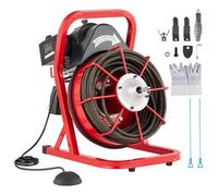 VEVOR Desbloqueador de Tuberías Eléctrico de 370 W Máquina de Limpieza de Tuberías 22,8m x 1,27cm Limpiador Manual de Tubos con 4 Cortadores Accionado por Pie Neumático para Tuberías de 5-10 cm