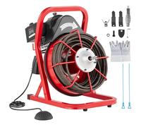 VEVOR Desbloqueador de Tuberías Eléctrico de 370 W Máquina de Limpieza de Tuberías 22,8m x 1,27cm Limpiador Manual de Tubos con 4 Cortadores Accionado por Pie Neumático para Tuberías de 5-10 cm