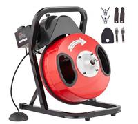 VEVOR Desbloqueador de Tuberías Eléctrico Máquina de Limpieza de Tuberías 12m x 1,27cm Limpiador Manual de Tubos de Drenaje con 4 Cortadores Accionado por Pie Neumático para Tuberías de 5-10 cm