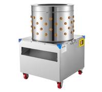 VEVOR Desplumadora Eléctrica de Pollos, Tambor 50 cm, 1500 W, 275 RPM, con 106 Dedos Suaves y Ruedas de Transporte, Acero Inoxidable, para Procesar de 2 a 4 Pollitos a la Vez, 560 x 560 x 890 mm