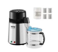 VEVOR Destilador de Agua 4 L Máquina de Agua Destilada 1 L/h 24 L/día Máquina de Destilación de Agua Interior en Acero Inoxidable de Grado Alimenticio Alta Eficiencia para Purificar Agua del Grifo