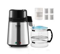 VEVOR Destilador de Agua 4 L Máquina de Agua Destilada 1 L/h 24 L/día Máquina de Destilación de Agua Interior en Acero Inoxidable de Grado Alimenticio Alta Eficiencia para Purificar Agua del Grifo