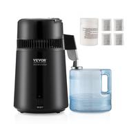 VEVOR Destilador de Agua 4L Máquina de Agua Destilada 1L/h 750W Máquina de Destilación de Agua Interior en Acero Inoxidable de Grado Alimenticio Alta Eficiencia para Purificar Agua del Grifo, Negro