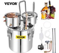 VEVOR Destilador de Agua de Alcohol 50 L Alambique para Destilación Casera 2 Barriles Serpentín Destilador de Agua de Acero Inoxidable para Elaborar Whisky Vino Brandy Vodka Ron