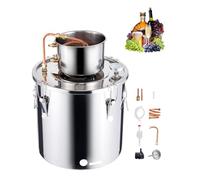VEVOR Destilador de Alcohol Acero Inoxidable de 30 L con Bobina de Cobre, Kit de Fermentación para Refinación de Cerveza Casera con Termómetro y Bomba, para Vino, Whisky, Brandy, Plata, Φ 350 x 350 mm