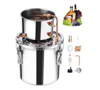 VEVOR Destilador de Alcohol de Acero Inoxidable 11,4 L, con Bobina de Cobre, Kit de Fermentación para Refinación Cerveza Casera con Termómetro y Bomba, para Vino, Whisky, Brandy, Plata, Φ 250 x 250 mm