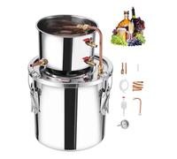 VEVOR Destilador de Alcohol, de Acero Inoxidable de 11,4 L, con Bobina de Cobre, Kit de Fermentación y Refinación para Elaboración de Cerveza Casera con Termómetro, para Vino, Whisky, Brandy, Plata
