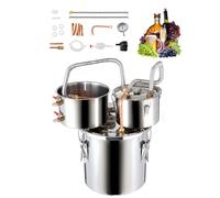 VEVOR Destilador de Alcohol, de Acero Inoxidable de 11,4 L, con Bobina de Cobre para Enfriamiento Rápido, Kit de Destilador de Condensador Doble con Destilación Secundaria, para Vino, Whisky, Plata